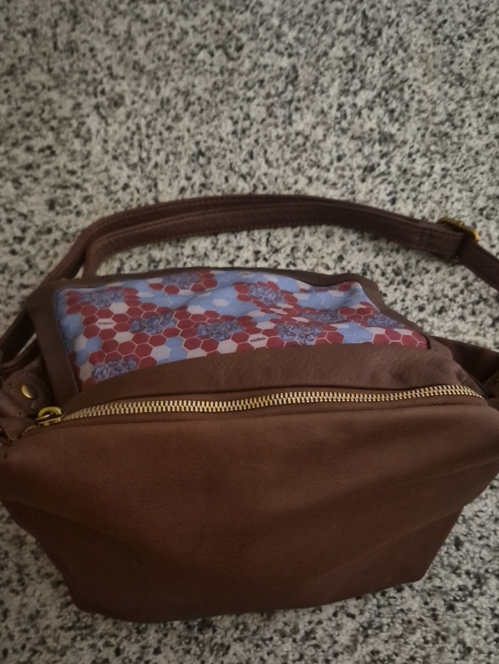 HOBO Brown Leather Crossbody Bag with Brass Hardware - Picture 10 of 11